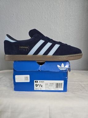 adidas Navy and Light Blue Stadt Suede Sneakers